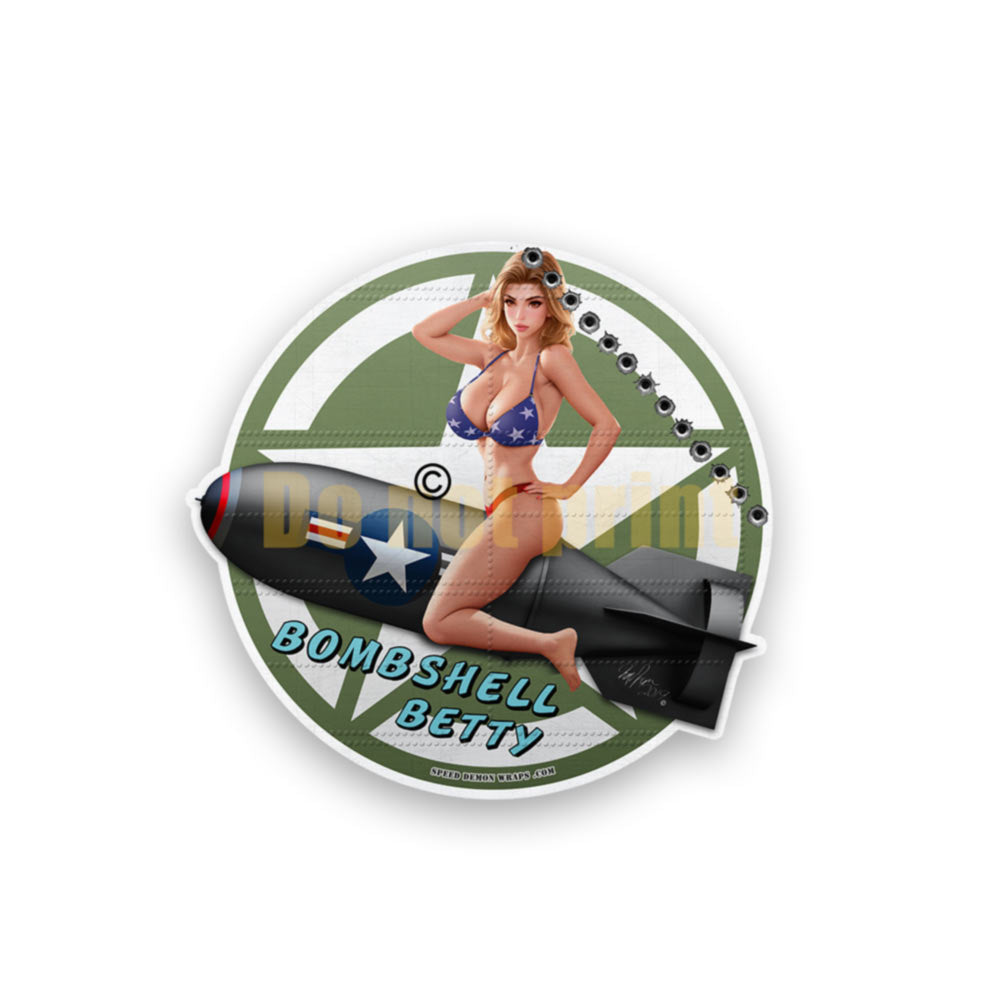 Pin-Up Nose Art Stickers Bombshell Betty Stickers 2