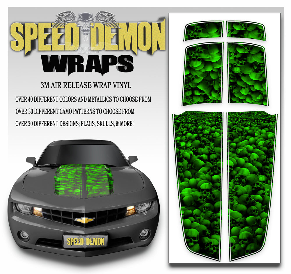 Camaro Stripes Skulls Dark Green 2010