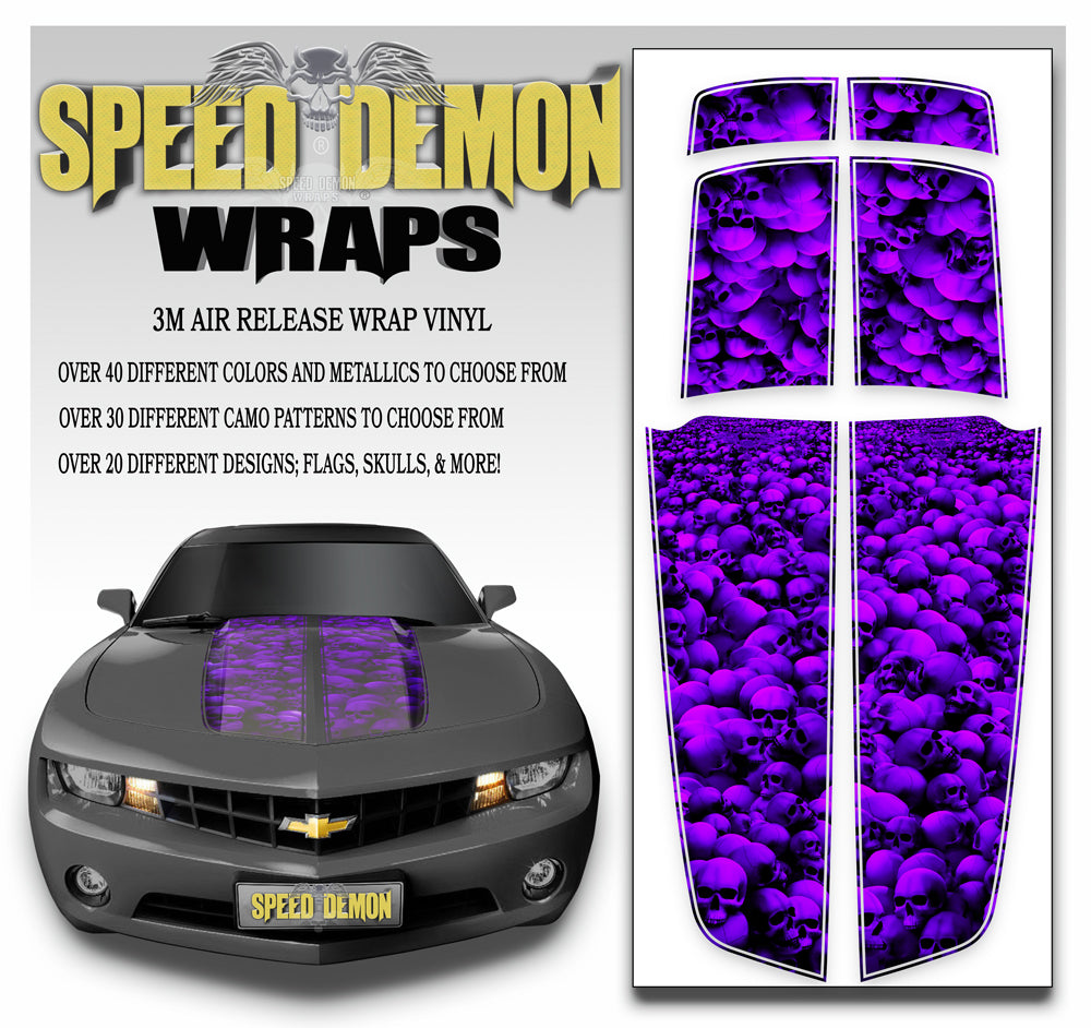 2010-2015 Camaro Stripes Skulls Purple