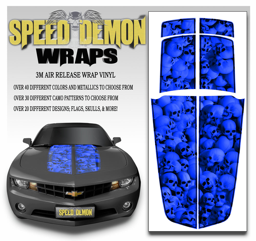 Camaro Racing Stripes DEEP BLUE SKULLS with Black Pinstripe 2010-2015