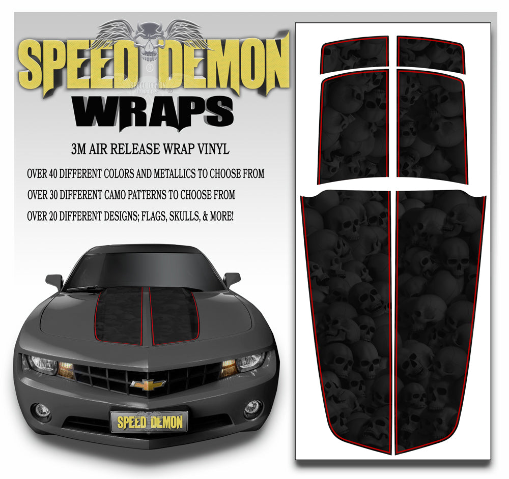 Camaro Stripes Skulls Black Heavily Ghosted W Black Pinstripe