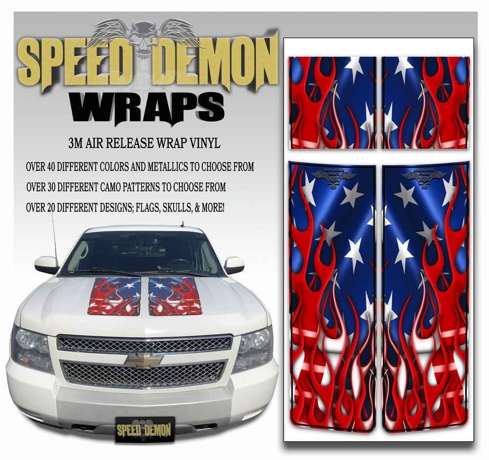 Chevrolet Avalanche Stripes - American Flag & Black Stripe 2007-2013 - Novice - Speed Demon Wraps