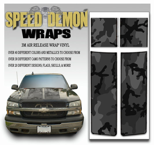 Chevy Silverado Stripes Black Urban Camo 1999-2006 Black PS - Speed Demon Wraps