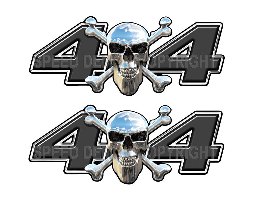 Chrome Skull 4x4 Decals Black - Speed Demon Wraps