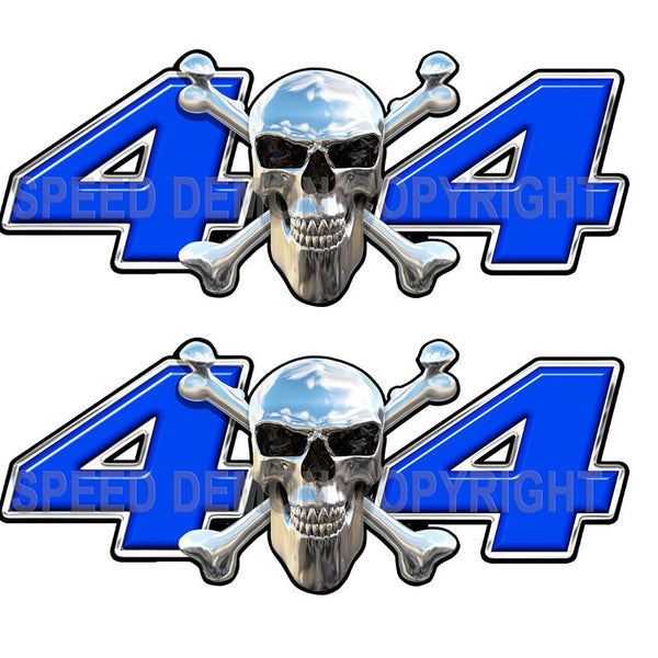 Chrome Skull 4x4 Decals Blue - Speed Demon Wraps