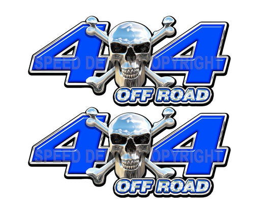 Chrome Skull 4x4 Off Road Decals Blue - Speed Demon Wraps