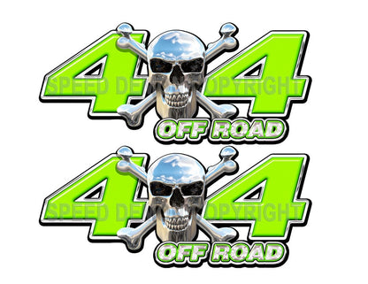 Chrome Skull 4x4 Off Road Decals Green - Speed Demon Wraps