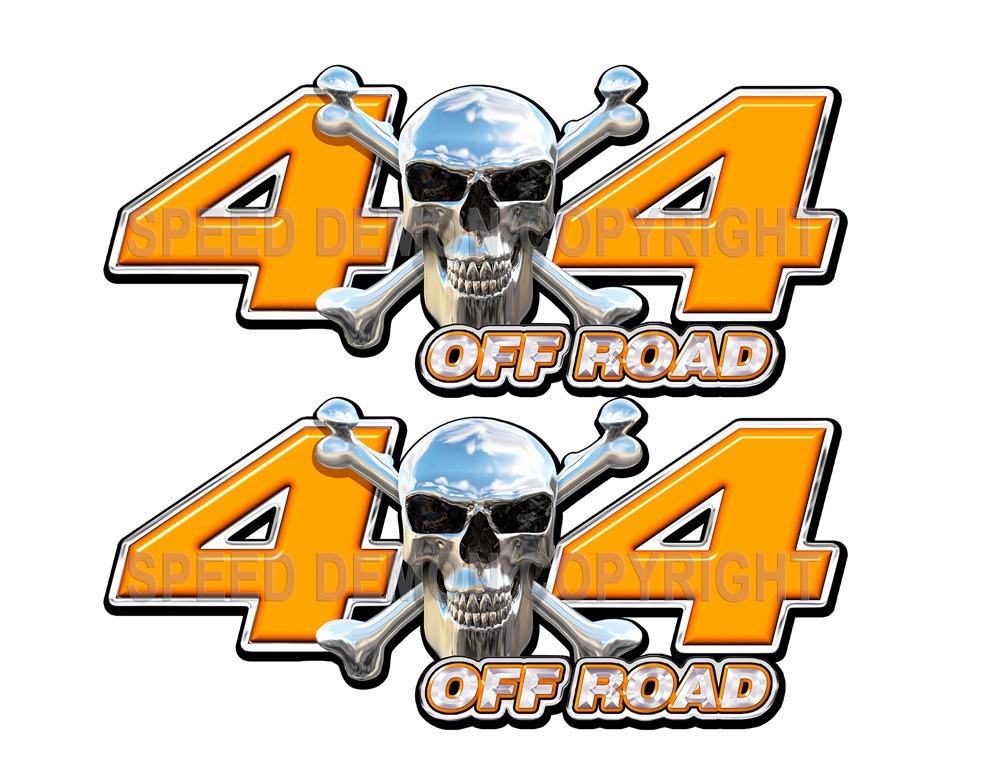 Chrome Skull 4x4 Off Road Decals Orange - Speed Demon Wraps