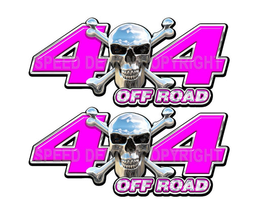 Chrome Skull 4x4 Offroad Decals Pink - Speed Demon Wraps