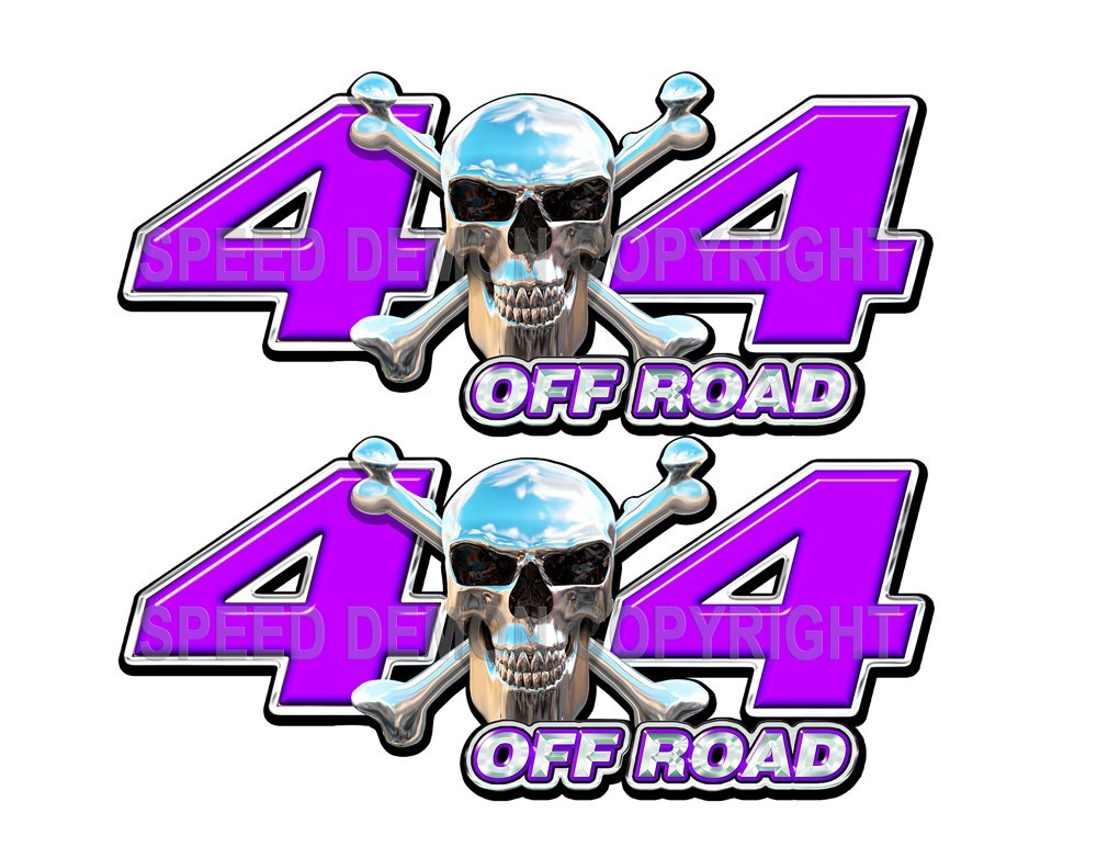 Chrome Skull 4x4 Off Road Decals Purple - Speed Demon Wraps