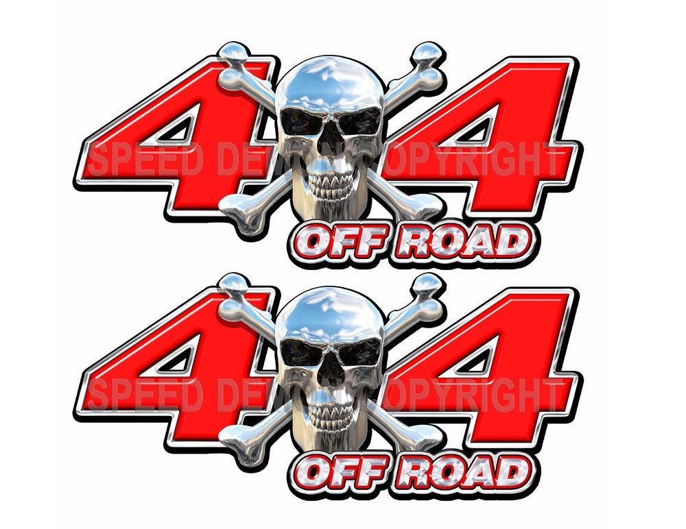 Chrome Skull 4x4 Off Road Decals Red - Speed Demon Wraps