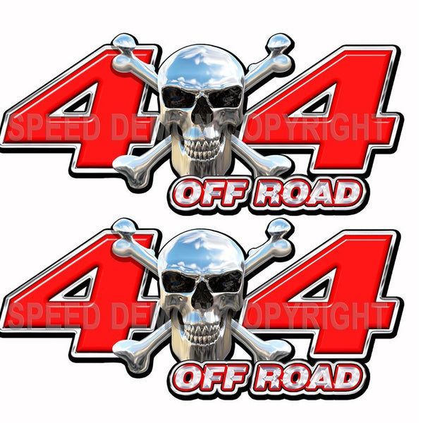 Chrome Skull 4x4 Off Road Decals Red - Speed Demon Wraps