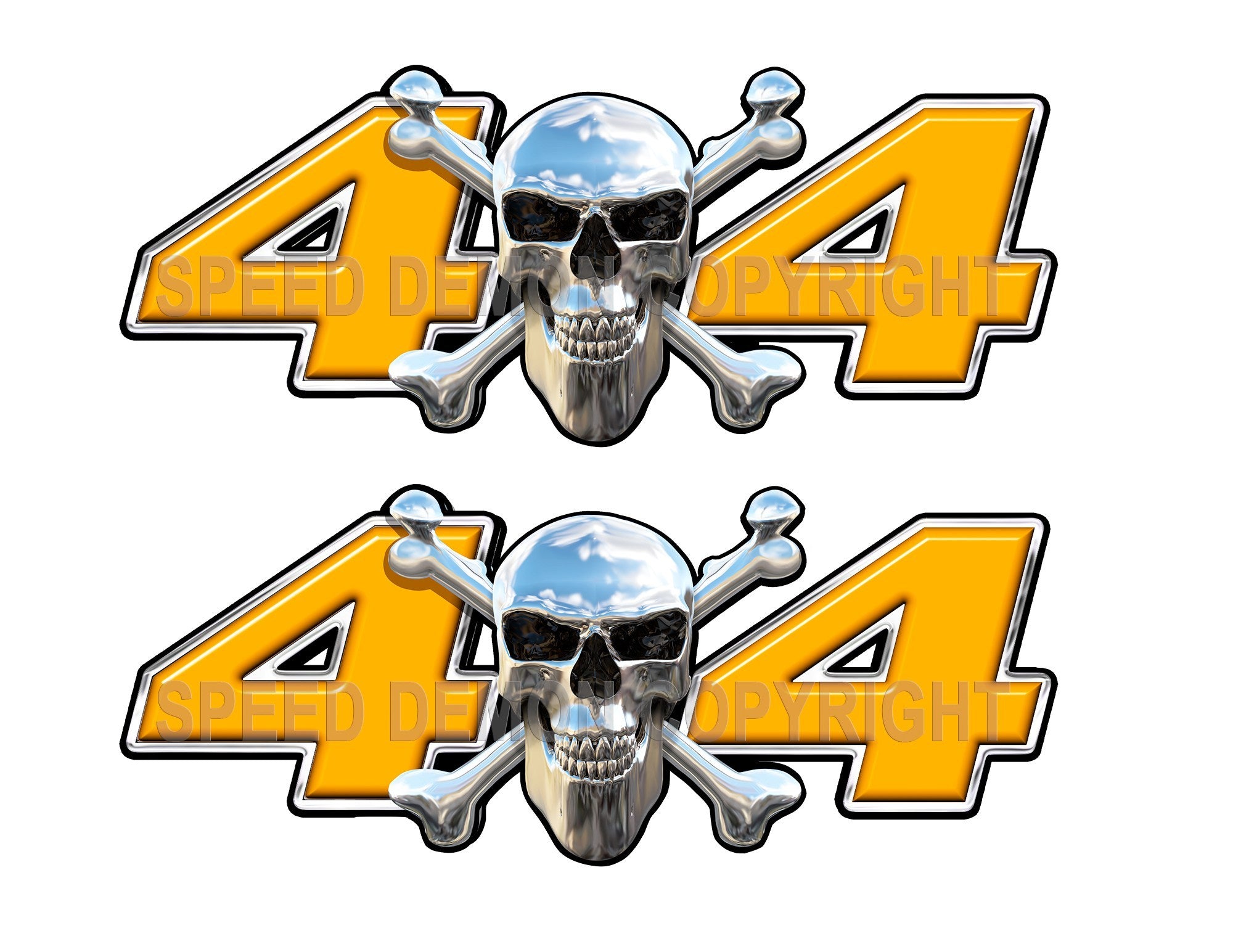 Chrome Skull 4x4 Decals Orange - Speed Demon Wraps