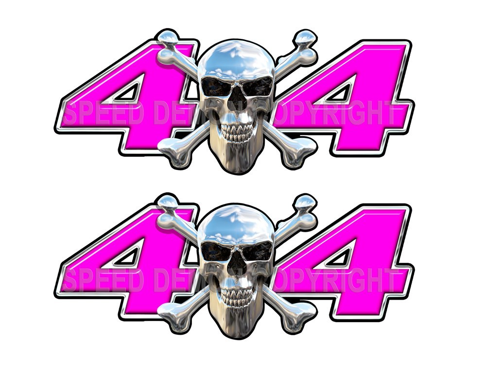 Chrome Skull 4x4 Decals Pink - Speed Demon Wraps