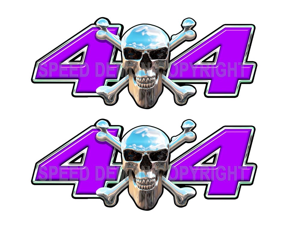 Chrome Skull 4x4 Decals Purple