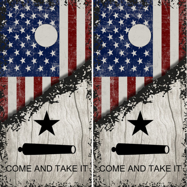 Come and Take It American Flag Cornhole Wraps