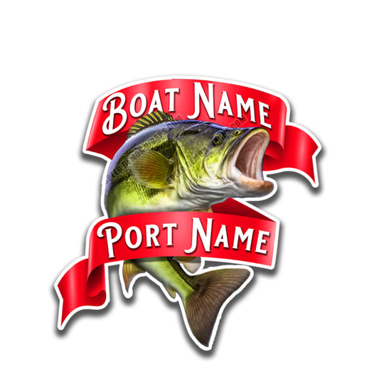 Personalized Boat Decals Largemouth Bass Ribbon