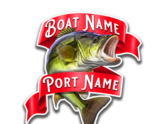 Personalized Boat Decals Largemouth Bass Ribbon