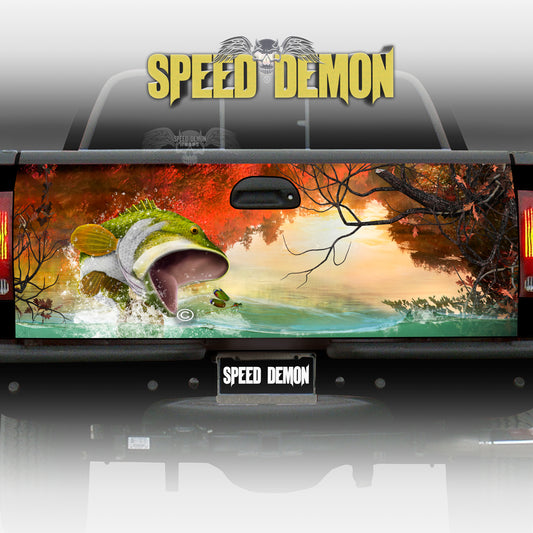 Custom Tailgate Wrap Add Your Text Bass Jumping Out Of The Water