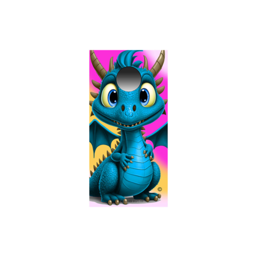 Cute Dragon Cornhole Wraps Blue CDCHWB101 Single
