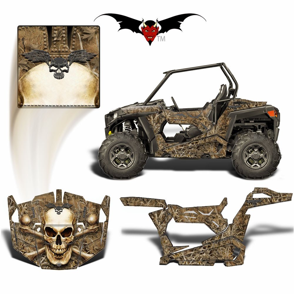 RZR 900 S GRAPHICS WRAP -  DEAD DUCK CAMOUFLAGE WITH BONE COLLECTOR SKULL - Speed Demon Wraps