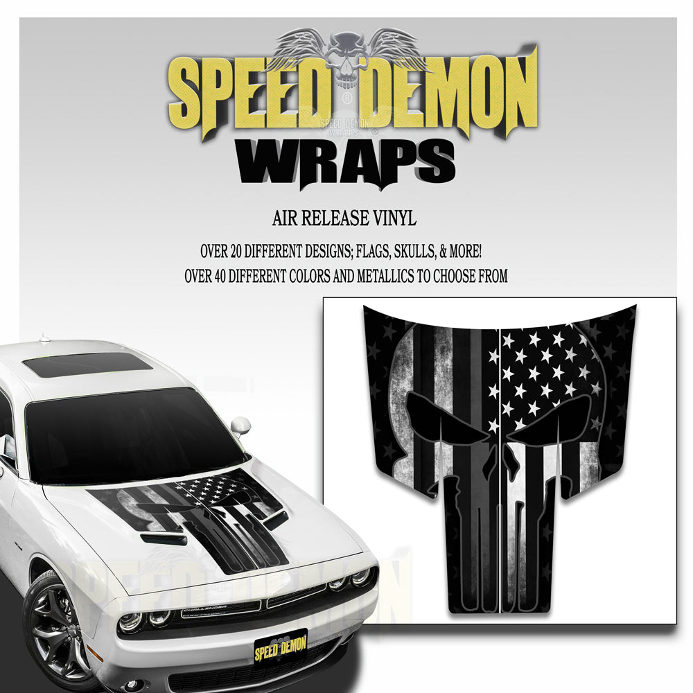 Dodge Challenger Punisher Grey American Flag T Stripes 2015-2018