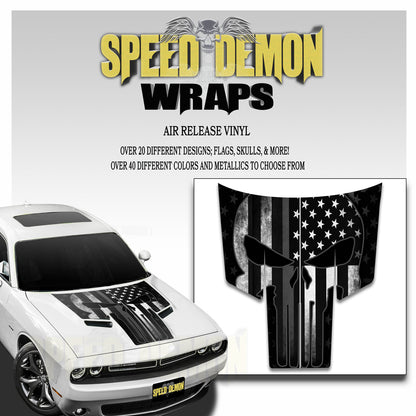Dodge Challenger Punisher Grey American Flag T Stripes 2015-2018