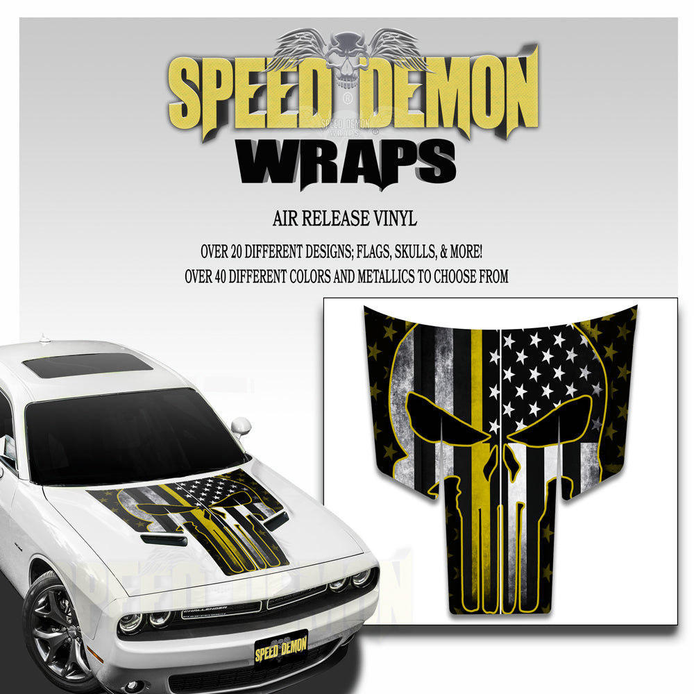 Dodge Challenger Thin Yellow Line Punisher American Flag T Stripes 2015-2018