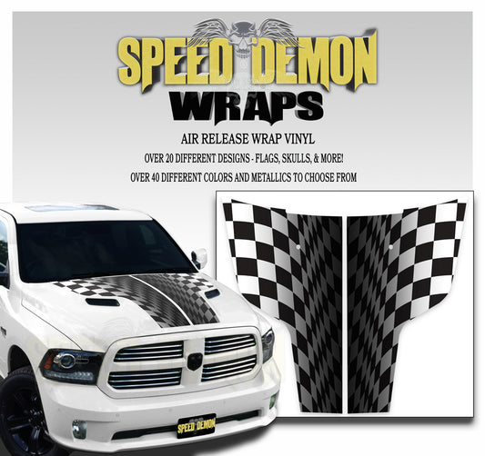 Dodge Ram Hood Stripes Checkered Racing Flag 2009-2017