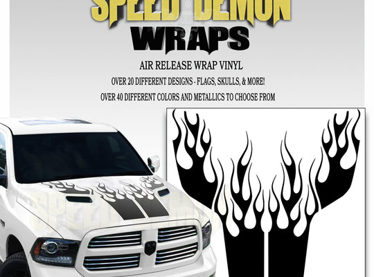 Dodge Ram Hood Flames Stripe Kit 3 2009-2018