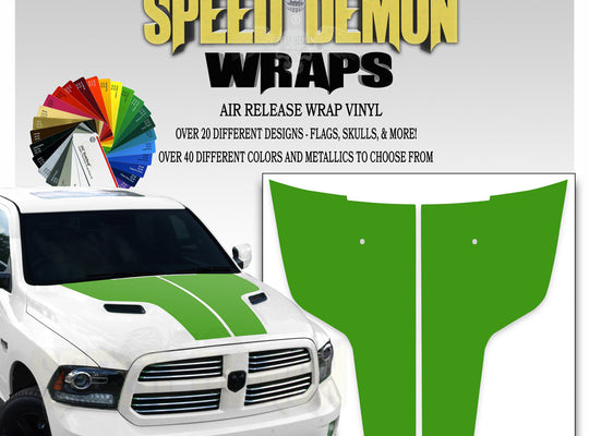 Dodge Ram Hood Stripes Lime Green 2009-2017