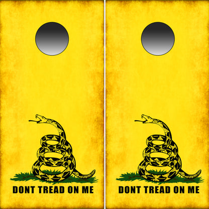 Don't Tread On Me Flag Yellow Cornhole Wraps