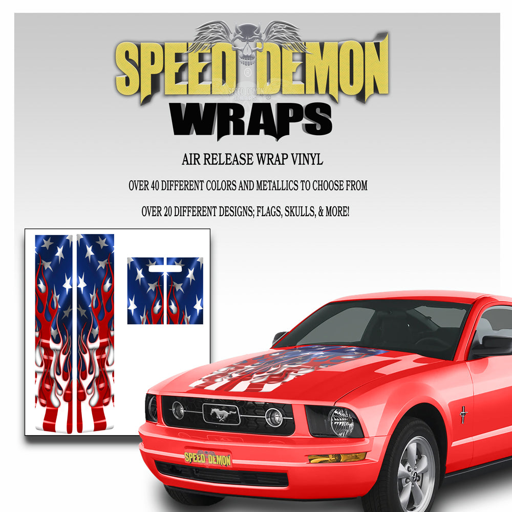 Ford Mustang Racing Stripe Kit Flaming American Flag 