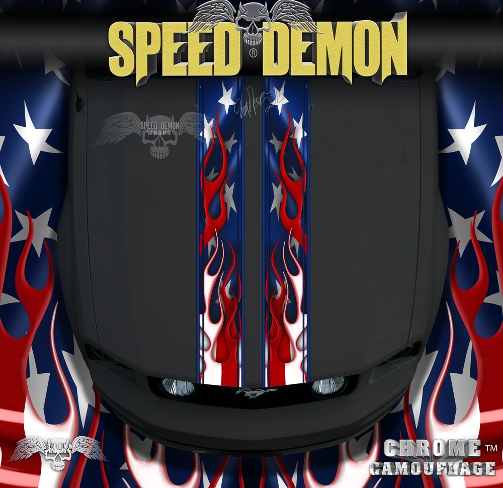Flaming American Flag Rally Stipes - Speed Demon Wraps