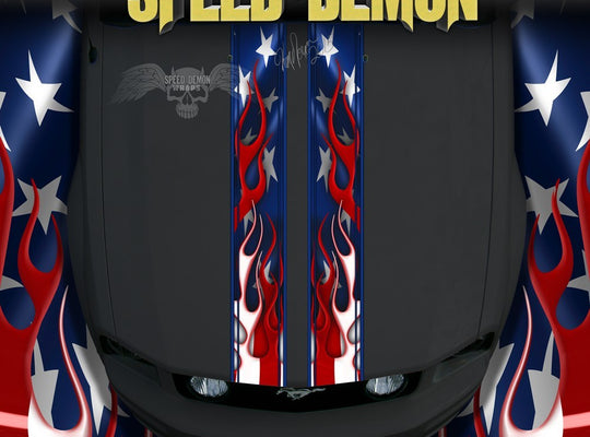 Flaming American Flag Rally Stipes - Speed Demon Wraps