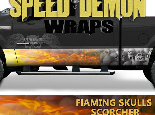 Flaming Grey Skulls Rocker Wrap Scorcher - Speed Demon Wraps