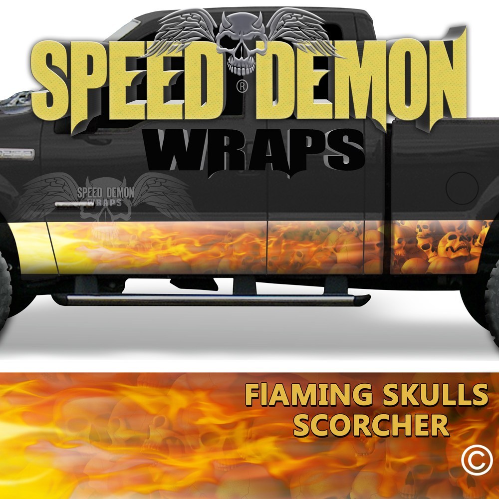 Flaming Red Skulls Rocker Wrap Scorcher - Speed Demon Wraps