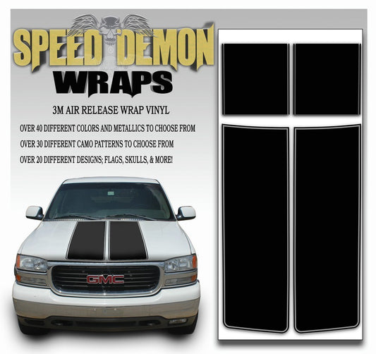 GMC Sierra Truck Racing Stripe Kit - Black 2000-2006 - Speed Demon Wraps