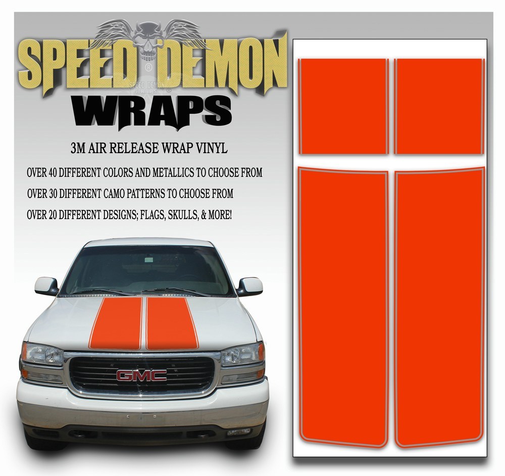 GMC Sierra Truck Racing Stripe Kit - Orange 2000-2006 - Speed Demon Wraps
