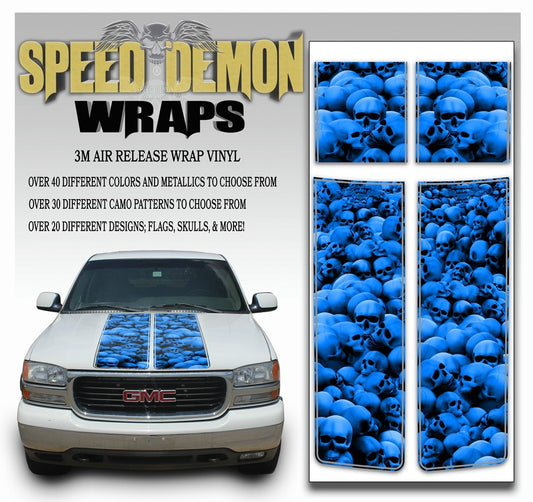 GMC Sierra Truck Racing Stripes Skulls - Blue 2000-2006 - Speed Demon Wraps