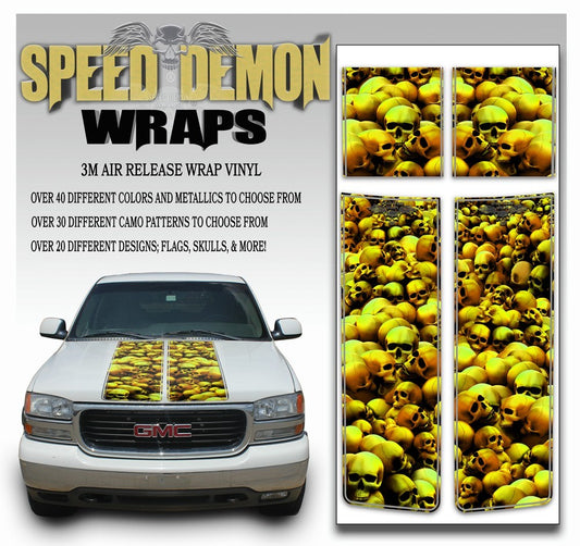 GMC Sierra Truck Racing Stripes Skulls - Gold 2000-2006 - Speed Demon Wraps