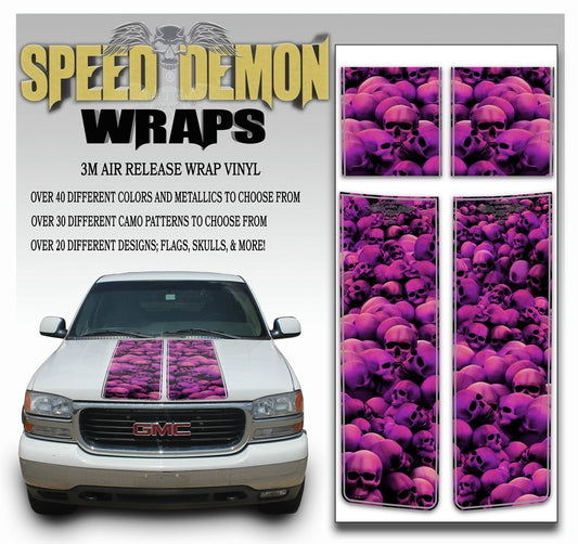 GMC Sierra Truck Racing Stripes Skulls - Pink 2000-2006 - Speed Demon Wraps