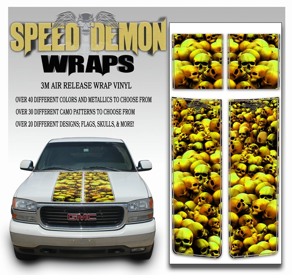 GMC Yukon Stripes Skulls Gold 1999-2006 - Speed Demon Wraps