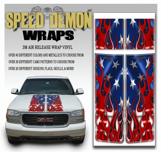 GMC Yukon Racing Stripe Kit Flaming American Flag 1999-2006 - Speed Demon Wraps