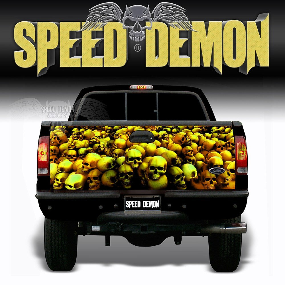 Skull Crusher Tailgate Wraps Gold