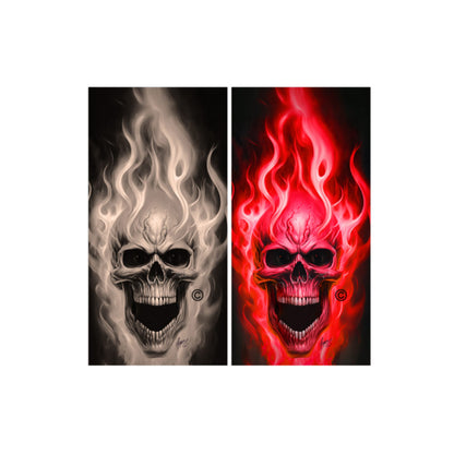 Flaming Skulls Combo Sets Cornhole Wraps Kustom Low Brow Art