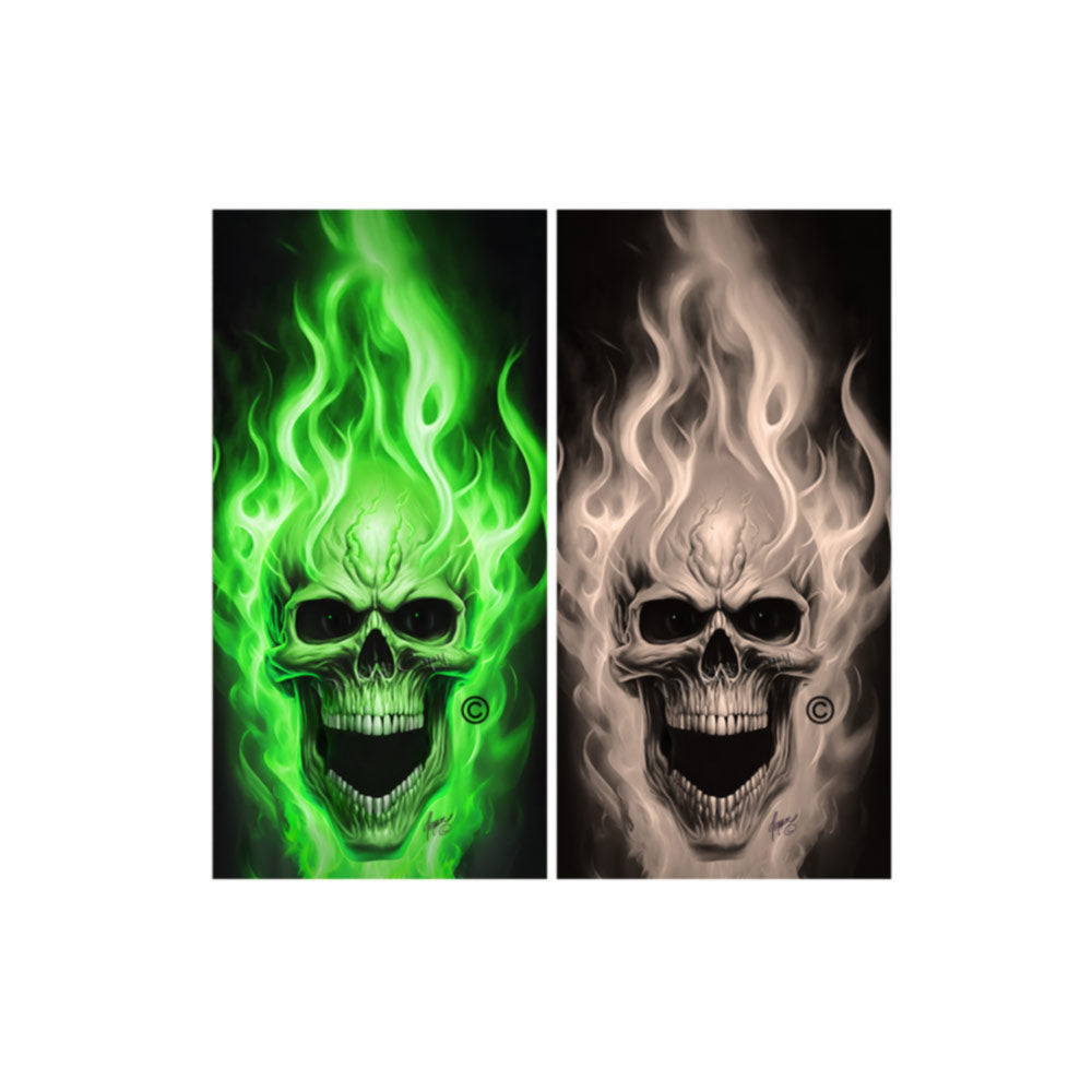 Flaming Skulls Combo Sets Cornhole Wraps Kustom Low Brow Art