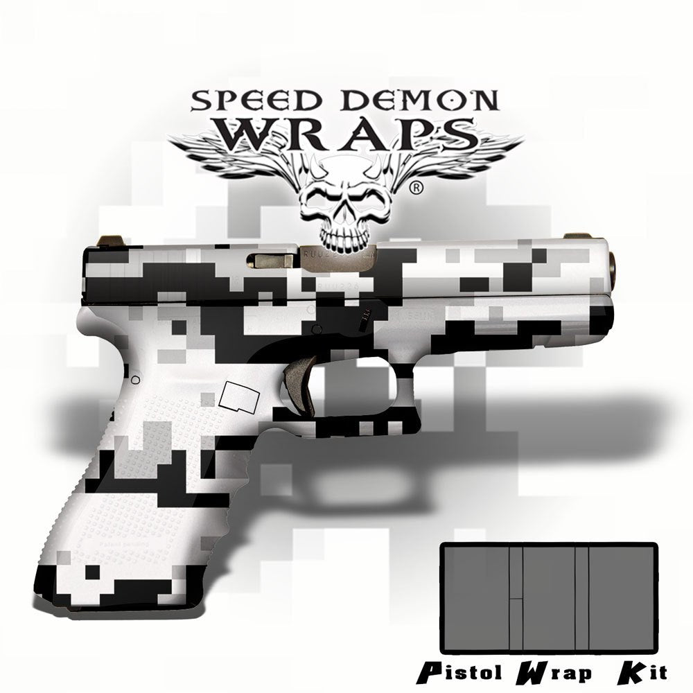 Gun Wraps - Universal Skins ~ White Digital Camouflage - Speed Demon Wraps