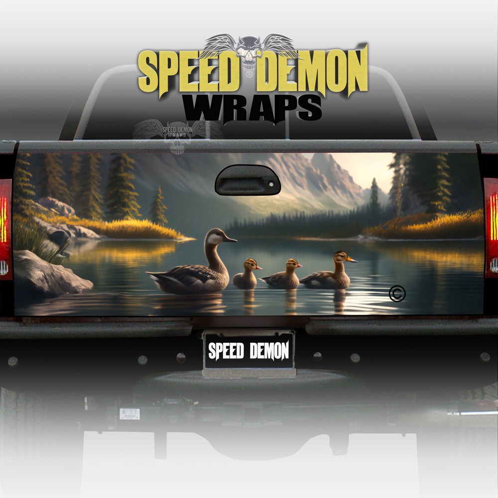 Hand-Painted Mallard Lake Forest Tailgate Wrap