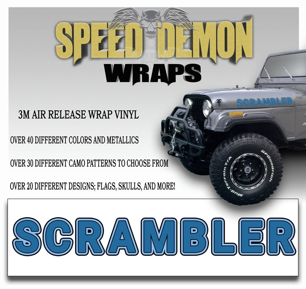 Jeep Scrambler Hood Decals Blue CJ 8 - Speed Demon Wraps